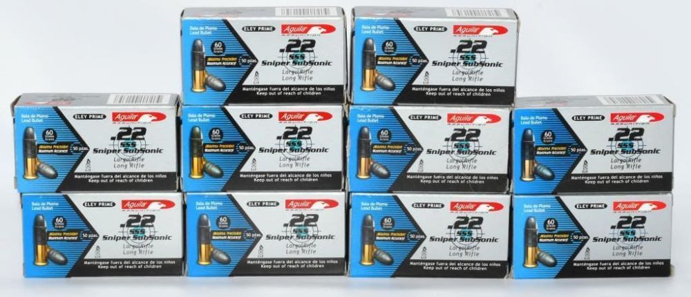 Lot 784: 500 Rounds Of Aguila .22 LR Subsonic Ammunition