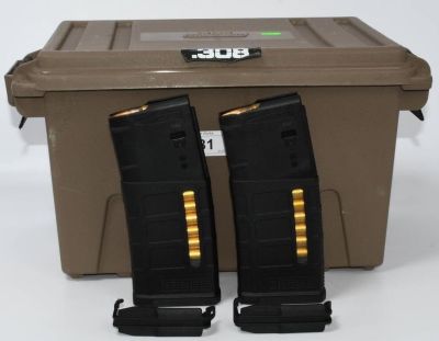 350 Rounds of .308 Win Ammo W/ Mags & Container. Acquire 350 rounds of mixed .308 Win ammunition