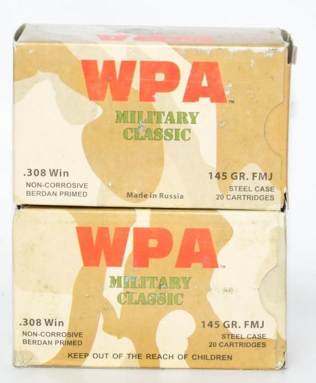 Lot 961: 40 Rounds WPA Military Classic .308 Win Ammo