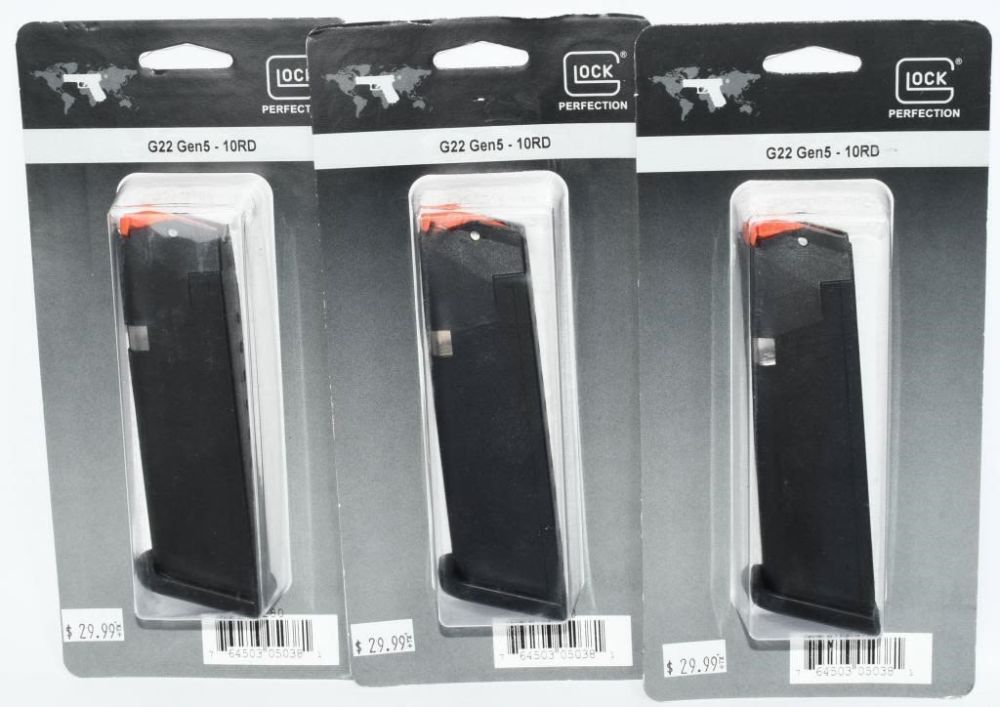 Lot 1046: 3 NIP Glock G22 Gen5 10 Round Magazine Firearm