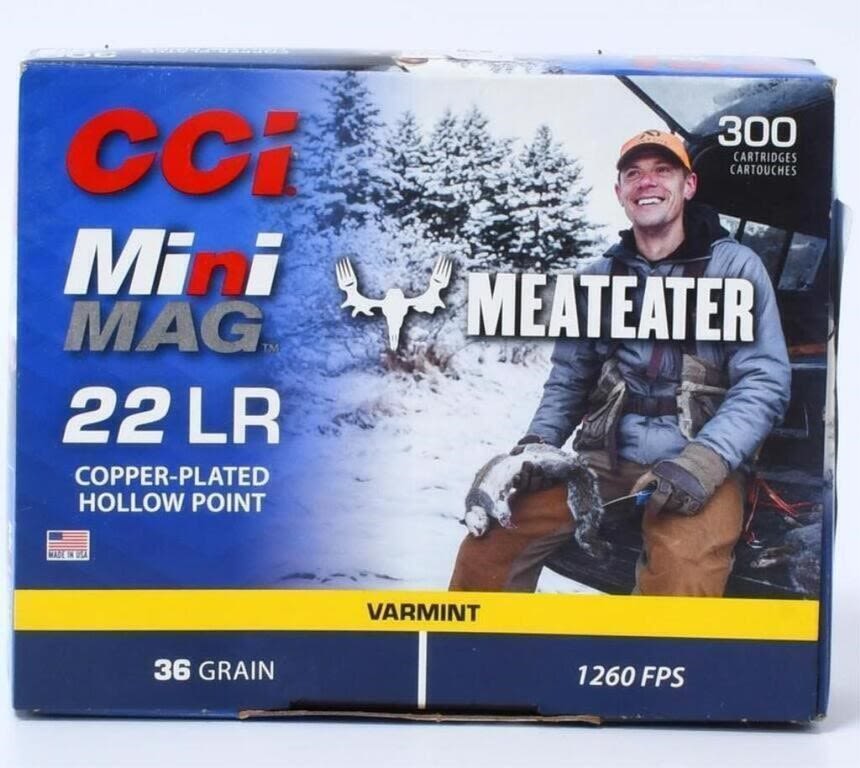 Lot 1081: 300 Round CCI Ammunition Mini-mag Meateater .22 LR
