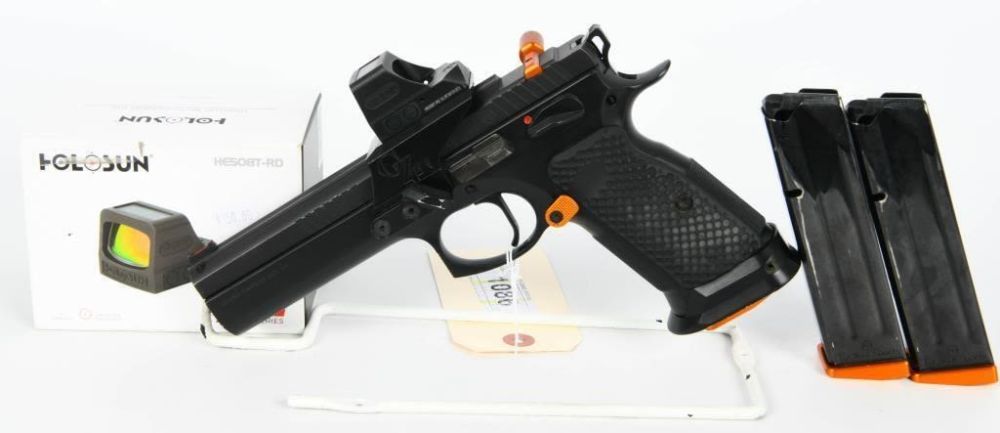 Lot 1086: CZ 75 Orange Semi Auto Pistol Loaded 9MM