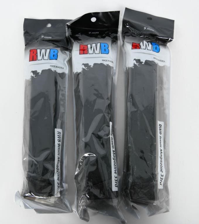 Lot 1100: 2 New In Package RWB 9mm 33 Round Magazines