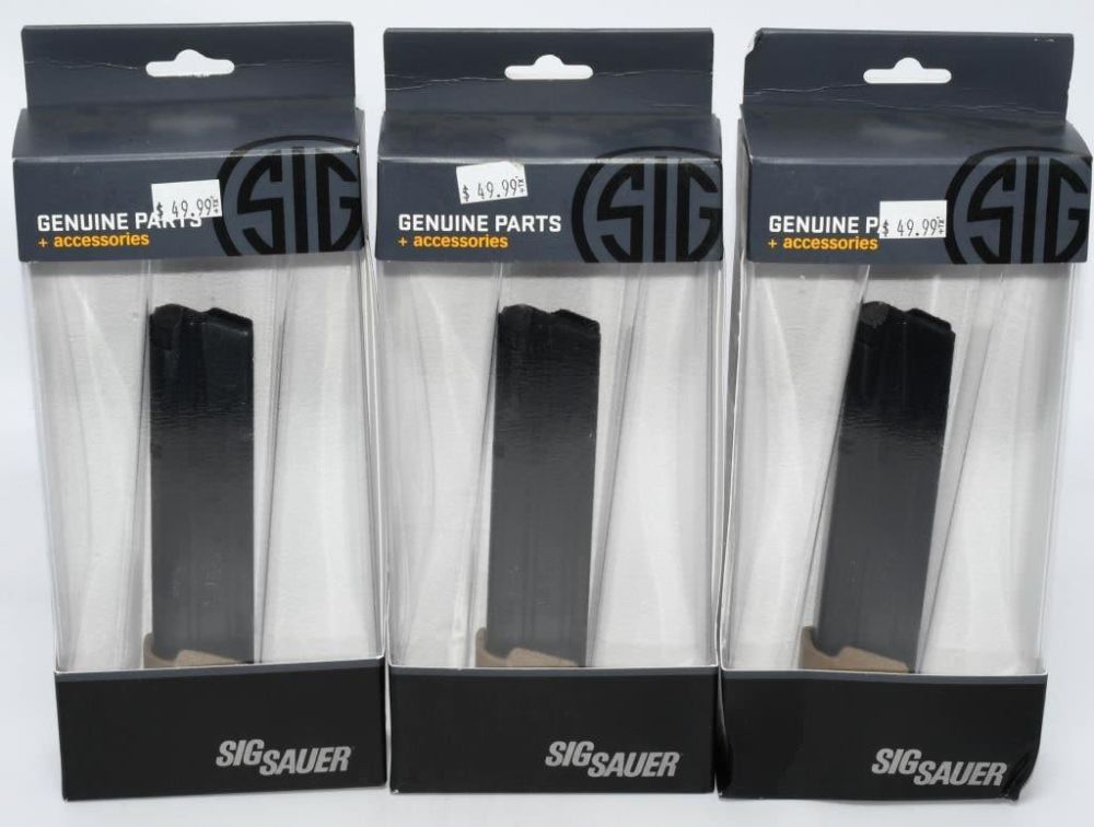Lot 674: 3 NIB Sig Sauer P320 21 Round Magazines