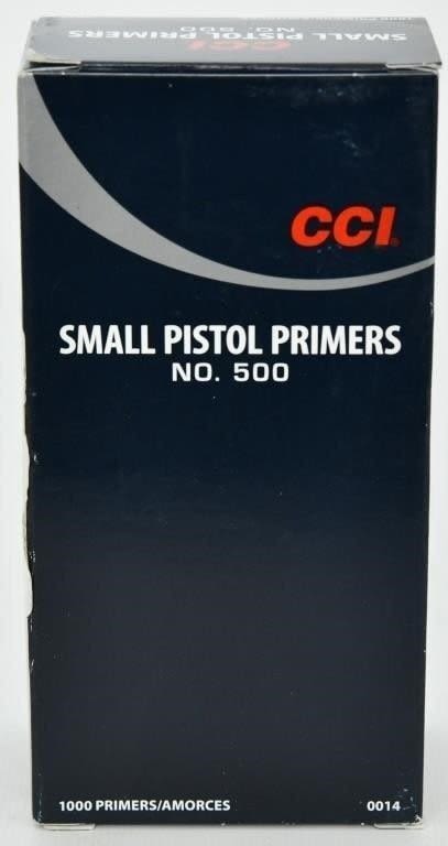 Lot 701: 1000 Count CCI #500 Standard Small Pistol Primers