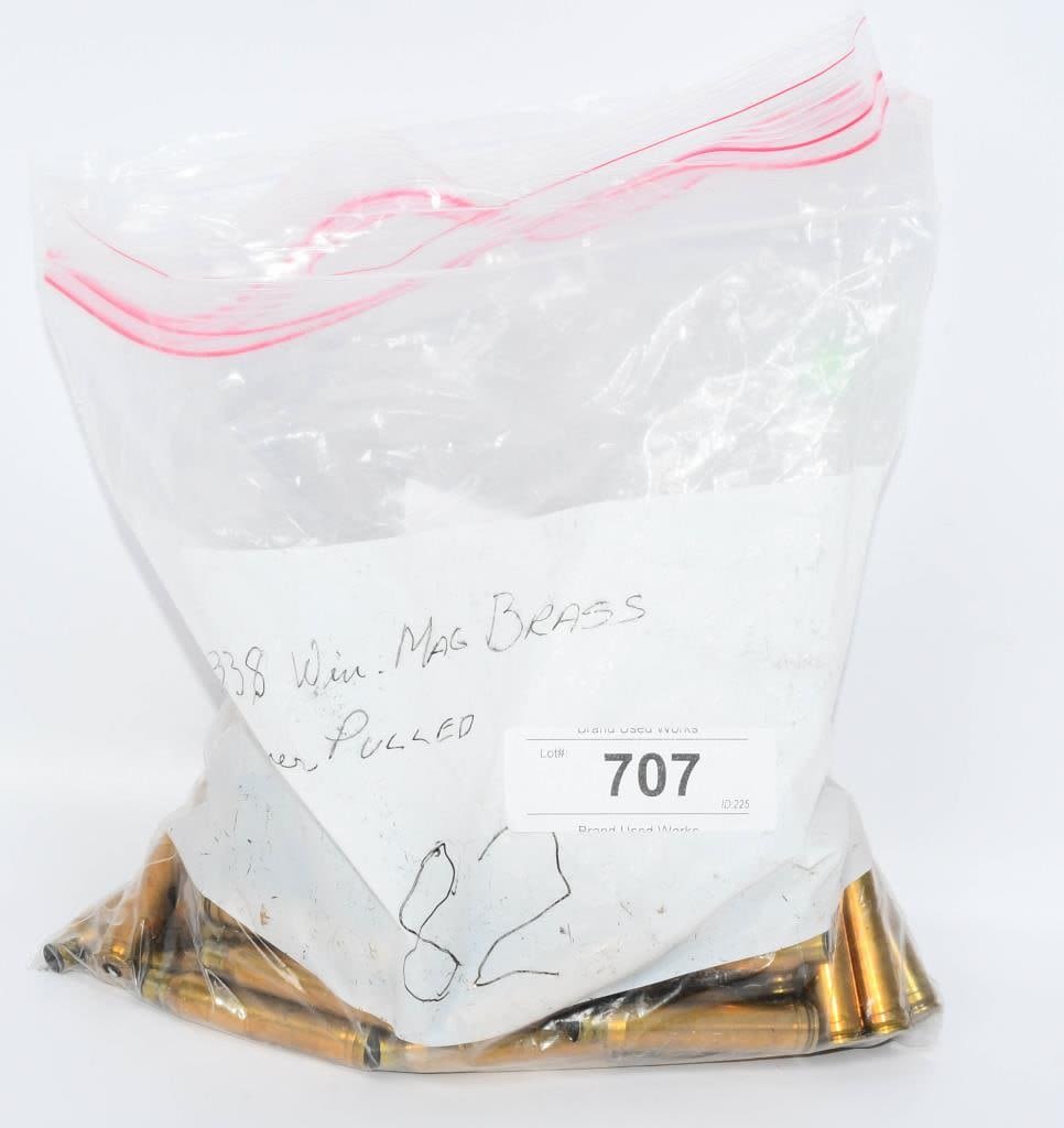 Lot 707: 82 Count Of Empty .338 Win Mag Brass Casings
