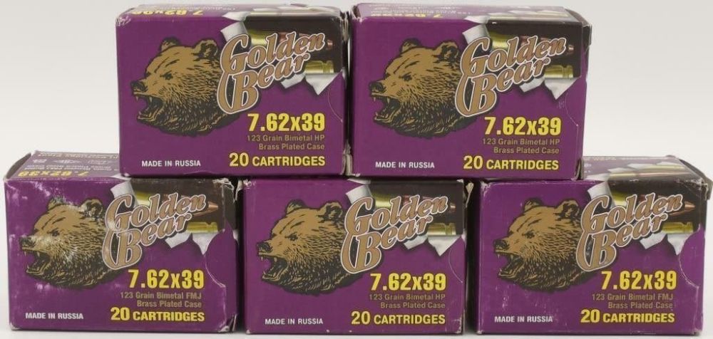 Lot 727: 100 Rounds Of Golden Bear 7.62x39mm Ammunition,
