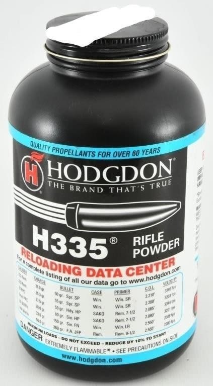 Lot 743: 1 lb Container Of Hodgdon H335 Rifle Gun Powder