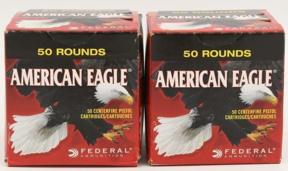 Lot 766: 100 Rounds American Eagle .45 Auto Ammunition