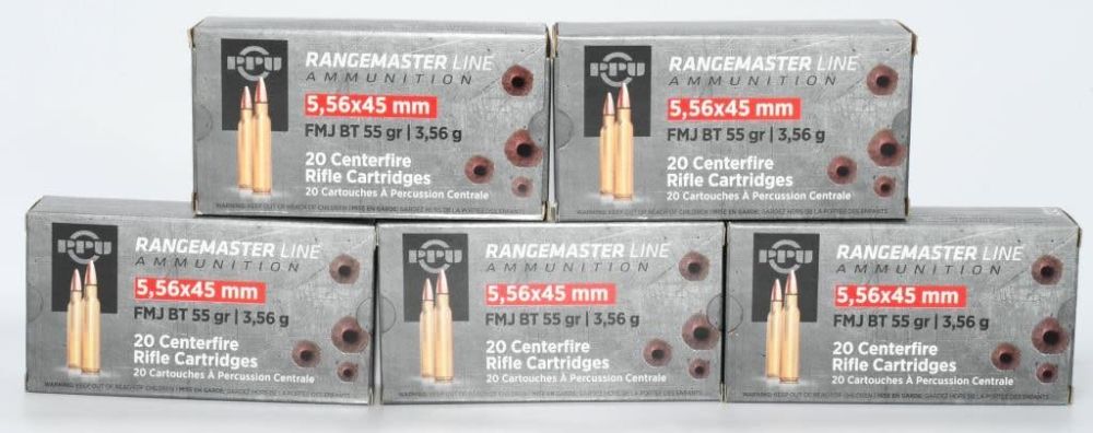 Lot 805: 100 Rounds of PPU Range Master 5.56x45 Ammo