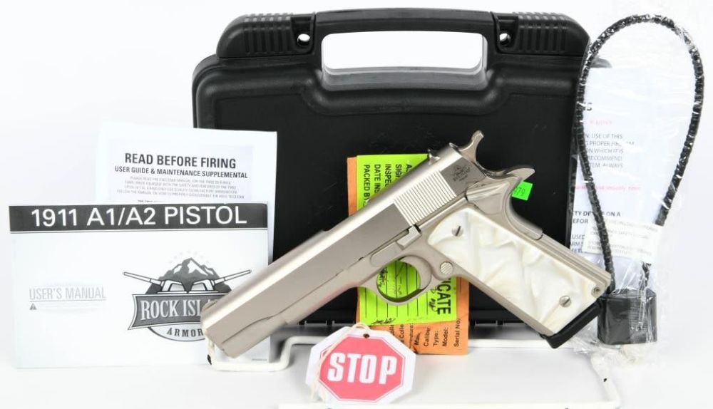 Lot 819: NEW Rock Island Armory M1911-A1 GI Nickel .45 ACP