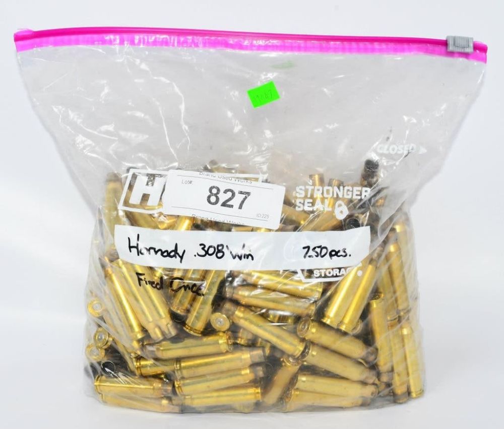 Lot 827: Approx 250 Count Hornady Empty .308 Win Brass