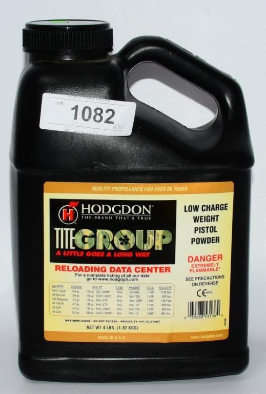 Lot 1082: 4 Lbs of Hodgdon Tite Group Spherical Gun Powder