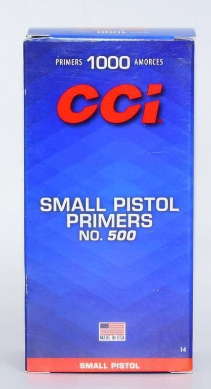 Lot 1190: 1000 Count of CCI Small Pistol Primers #500,...
