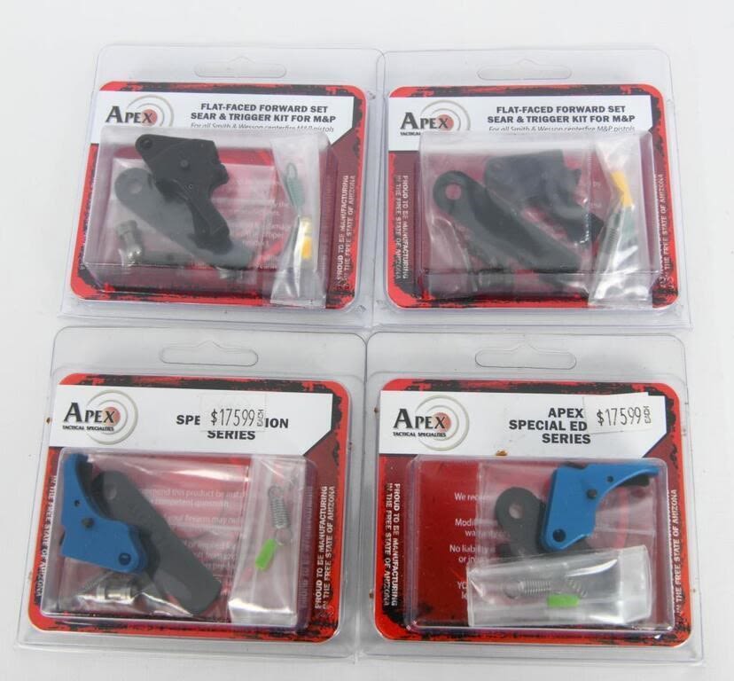 Lot 1301: 4 New Apex M&P Flat Faced Set Sear &Trigger Kits
