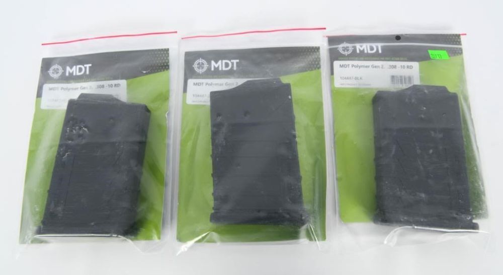 Lot 1385: 3 NIP MDT .308 Winchester Polymer Magazines 10...