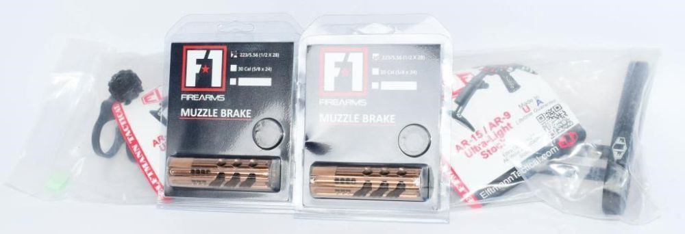 Lot 1508: 2 NIP AR-15/AR-9 Ultra Light Stocks & Muzzle
