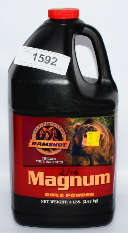 Lot 1592: 8 LB Container Ramshot Magnum Rifle Gun Powder,...