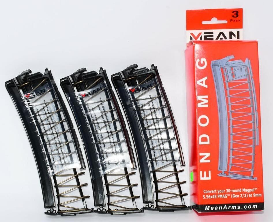 Lot 1598: New in Box Mean Arms 9mm Ejectored EndoMag