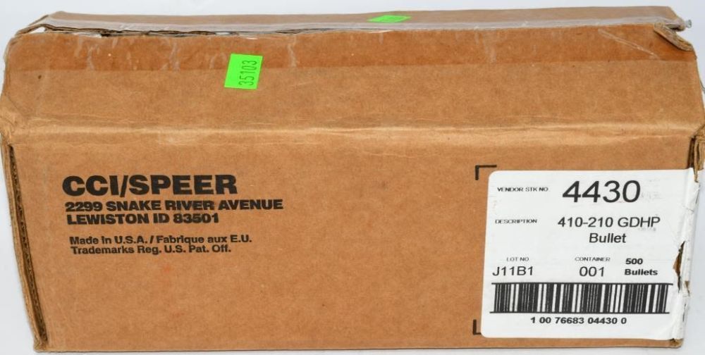 Lot 1691: 500 Count Of Speer Deepcurl .41 Cal Bullet Tips