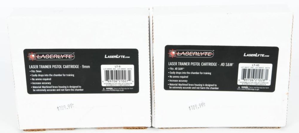 Lot 1733: 2 NIB Laserlyte Laser Trainer Pistol Cartridges