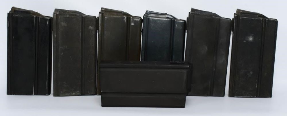 Lot 1745: 7 Unmarked M1A1/M14 Metal 20 Rd Magazines