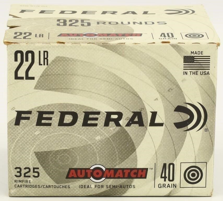 Lot 1756: 325 Rounds Federal Auto Match .22 LR Ammunition...