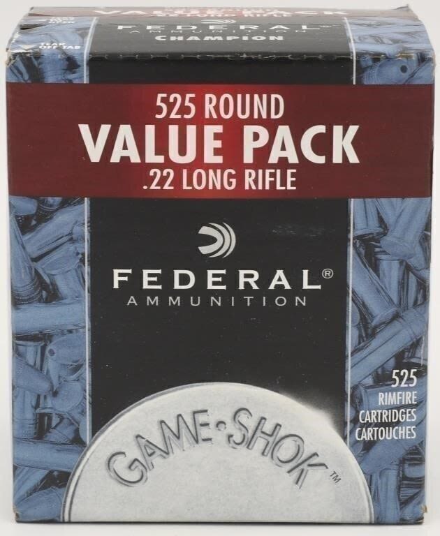 Lot 1774: 525 Rounds Of Federal Champion 22 LR Ammunition