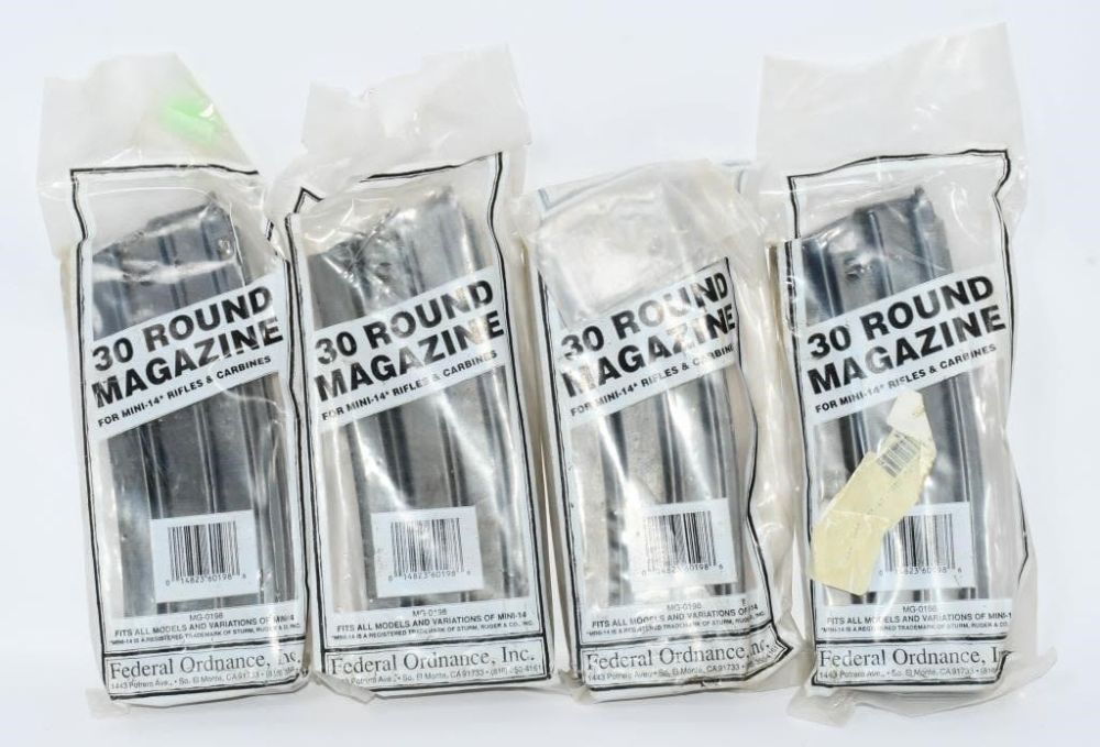 Lot 1835: 4 NIP Federal Ordnance Mini 14 30 Rd Magazines