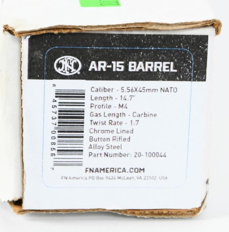 Lot 1868: NIB FN AR-15 Pistol Barrel In 5.56x45mm 14.7"