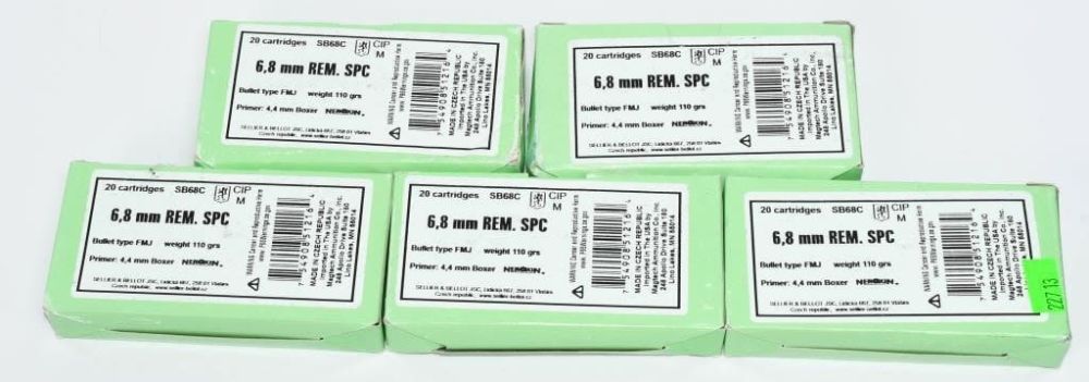 Lot 2017: 100 Rounds of S&B 6.8mm Rem SPC Ammunition