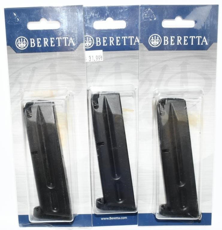Lot 2033: 3 New In Package Beretta M92FS 10 Rd Magazines