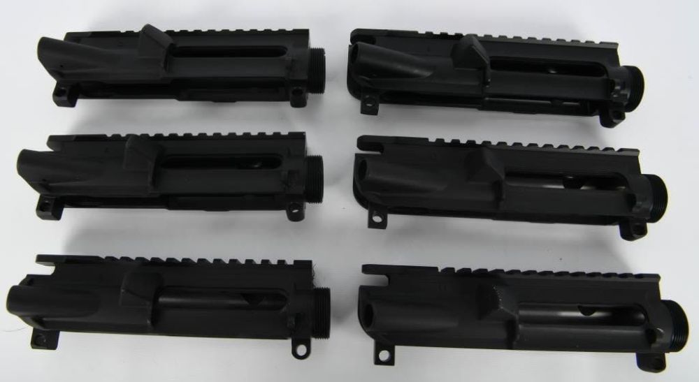 Lot 2075: 6 New Stripped AR-15 Uppers W/ Built In Rails