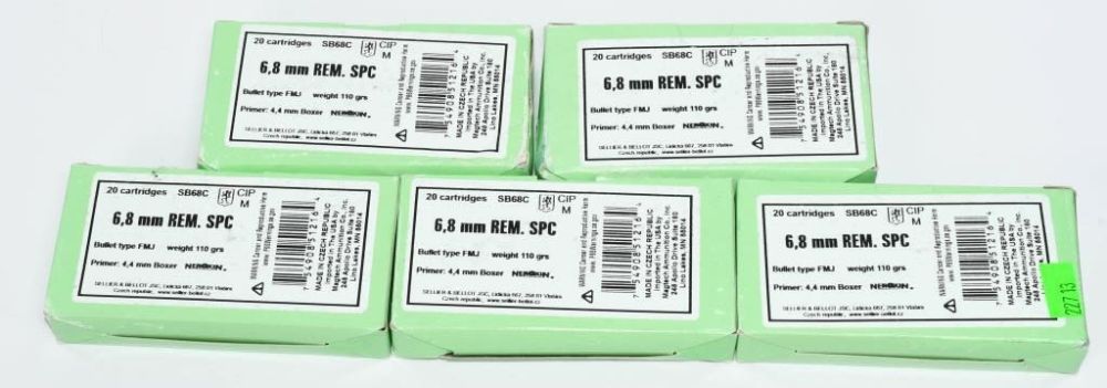Lot 2137: 100 Rounds of S&B 6.8mm Rem SPC Ammunition