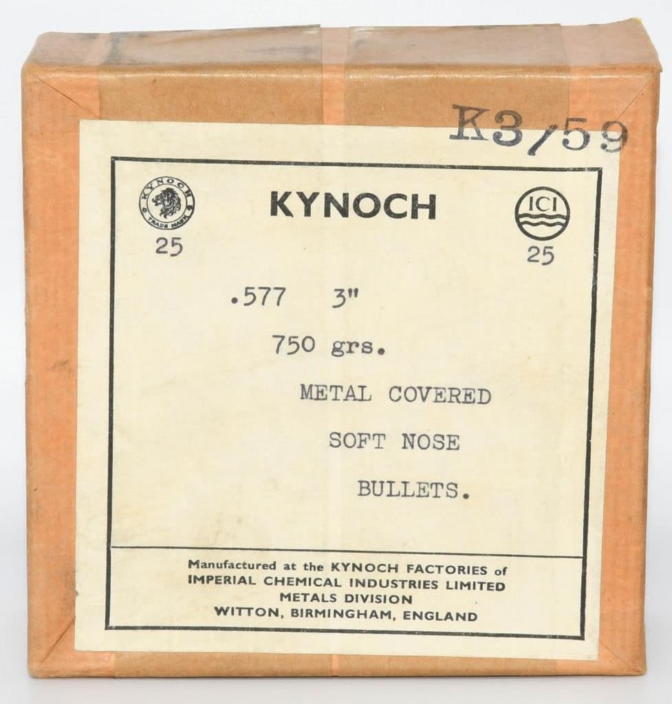 Lot 100: Sealed Collector Box Of Kynoch .577 3" Bullet Tips