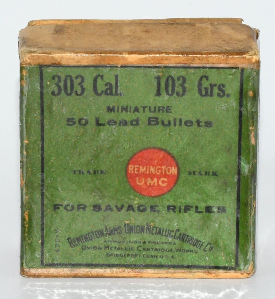 Lot 307: Rare Collector Box Remington .303 Cal Lead Bullets