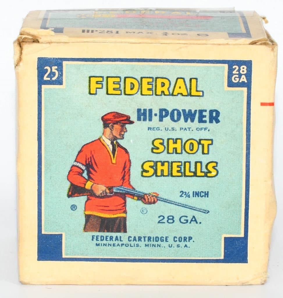 Lot 313: 25 Round Collector Box Of Federal 28 Ga Shotshells