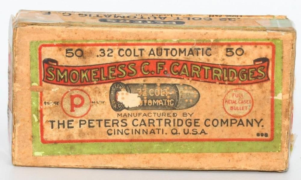 Lot 394: Rare Collector Box Peter's .32 Colt Automatic Ammo