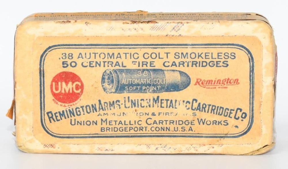 Lot 400: Rare Collector Box Of Remington UMC .38 Auto Colt