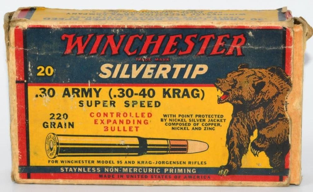 Lot 427: 20 Rd Collector Box Winchester .30-40 Krag Ammo