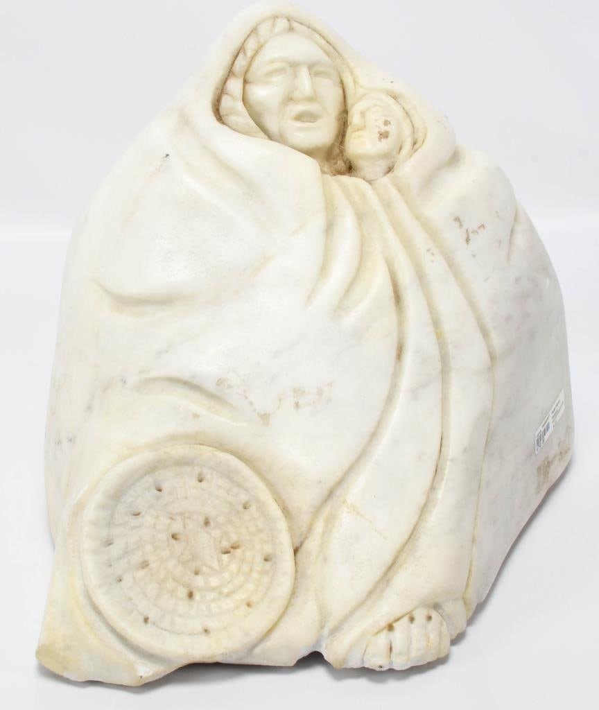 Lot 482: Native American Hand Carved Alabaster Sculpture
