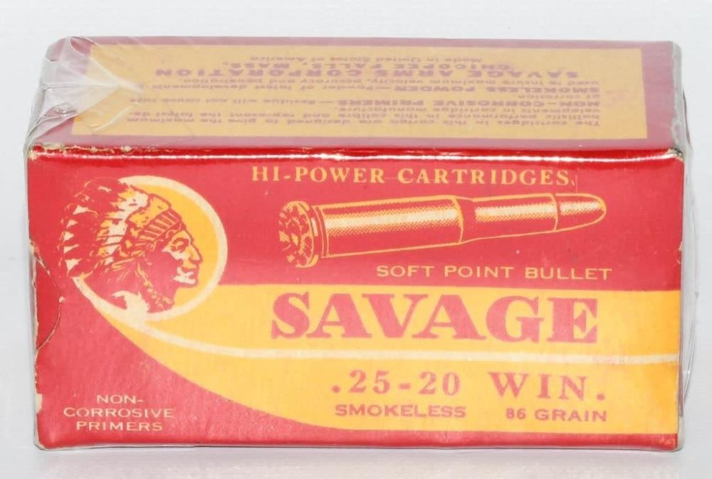 Lot 1063: 50 Rd Collector Box Savage .25-20 Win Ammunition