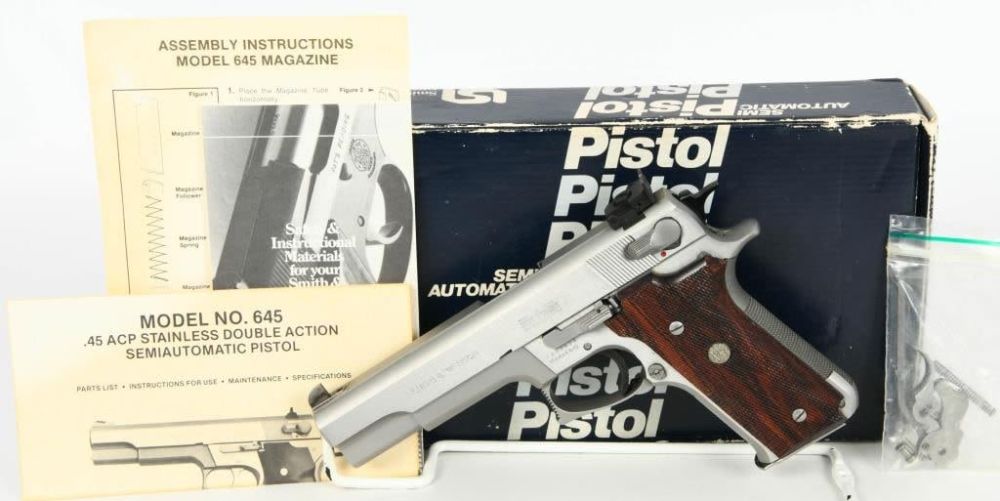Lot 1086: Mint Stainless Smith & Wesson Model 645 .45 ACP