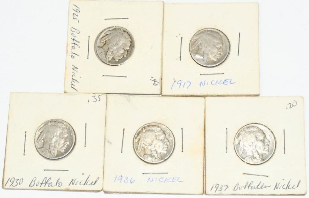 Lot 1112: 5 Collector Buffalo Nickel Coins