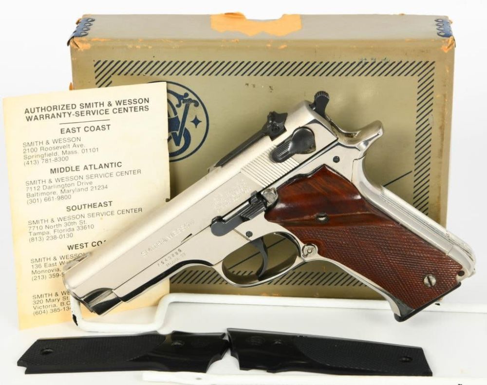 Lot 1169: Nickel Smith & Wesson Model 59 Semi Auto Pistol