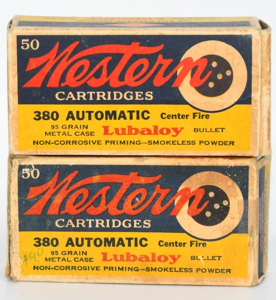 Lot 1174: 2 Collector Boxes Of Western .380 ACP Ammunition