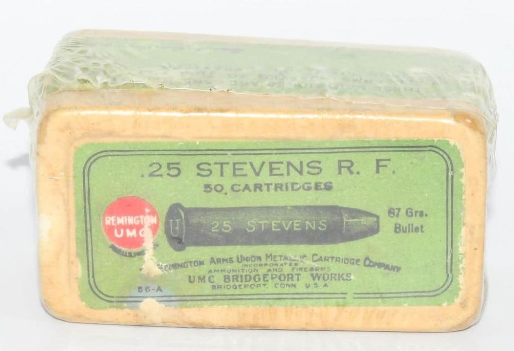 Lot 1180: 50 Rd Collector Box Of Remington UMC .25 Stevens