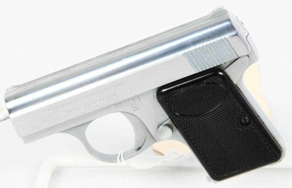 Lot 1296: Stainless Belgium Baby Browning Pistol 6.35 MM