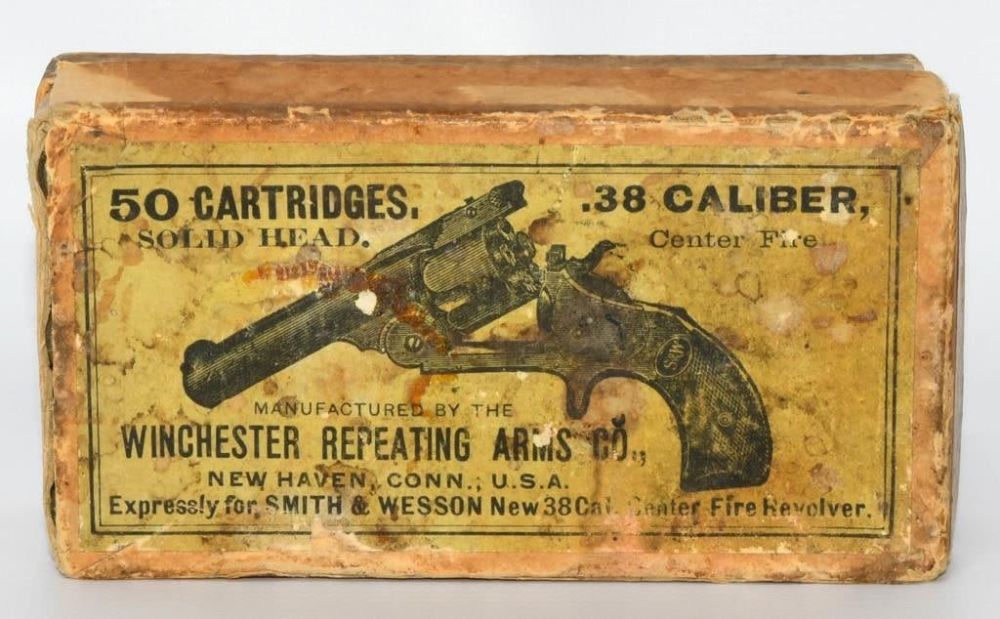 Lot 1297: Rare Collector Box Of Winchester .38 Caliber Ammo