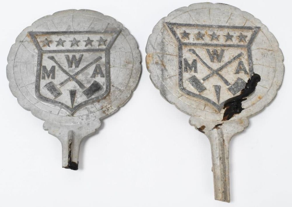 Lot 1301: 2 Vintage Woodsman Of American Grave Markers